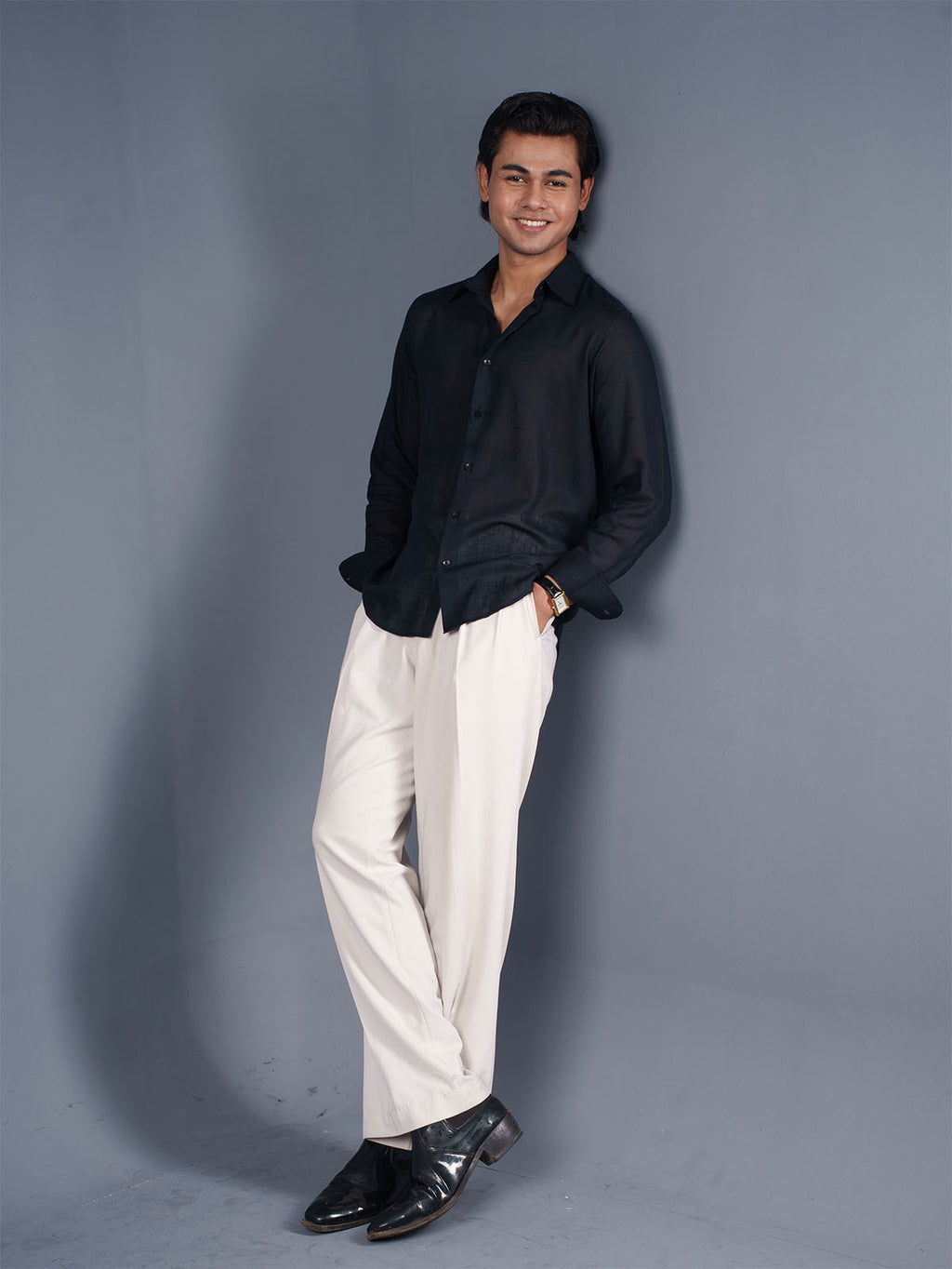 LUXURY Linen Navy Shirt