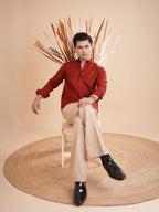 DRIZZLE Rustic Red Textured Shirt