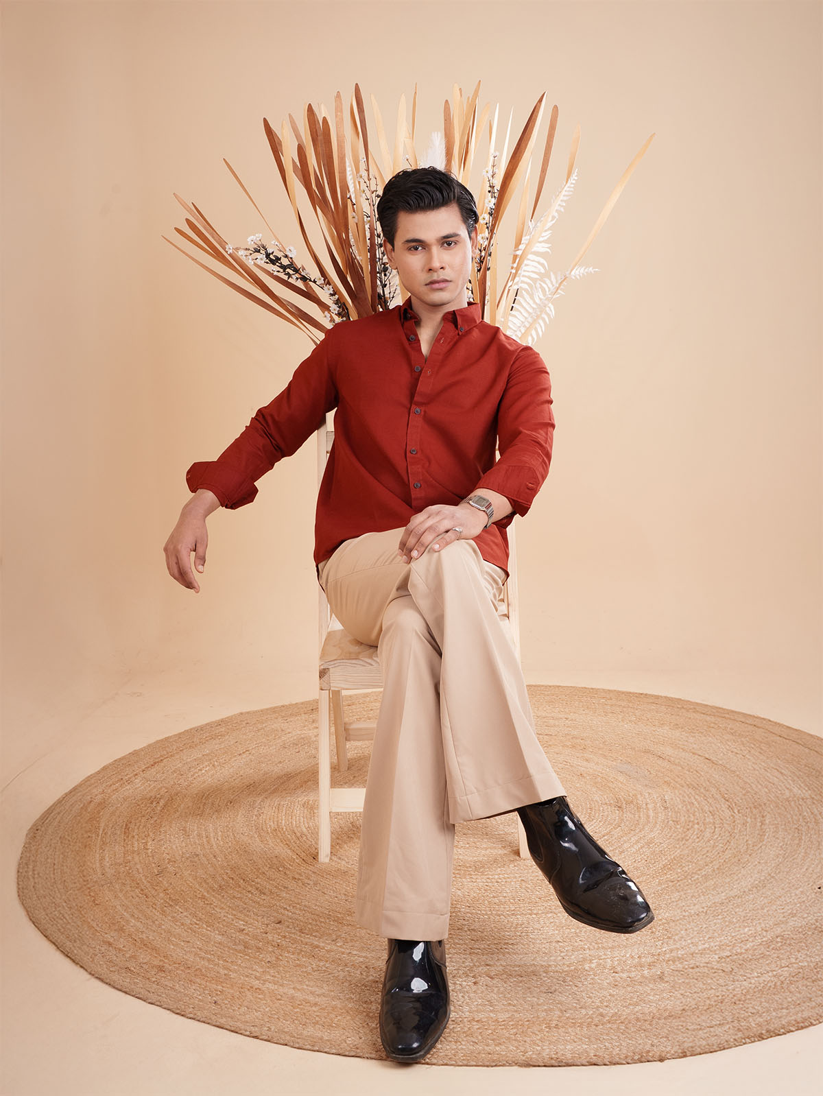 DRIZZLE Rustic Red Textured Shirt