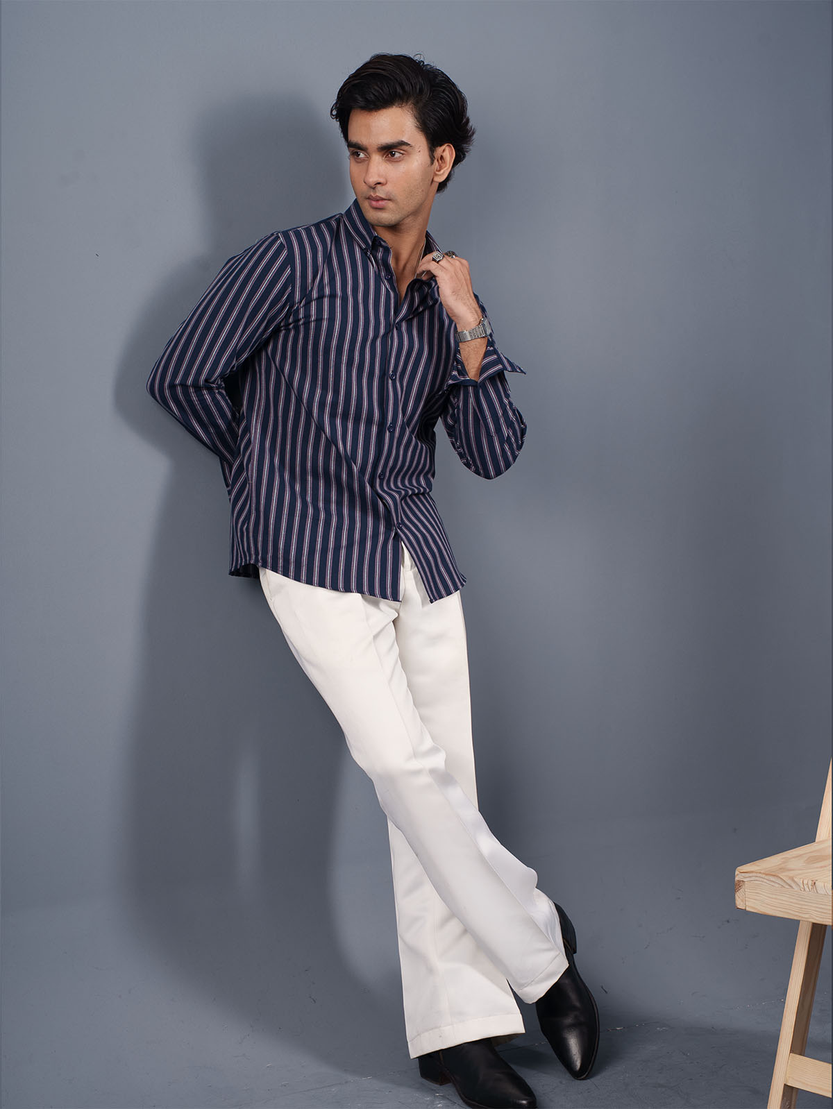TRANSITION Navy Striped Shirt