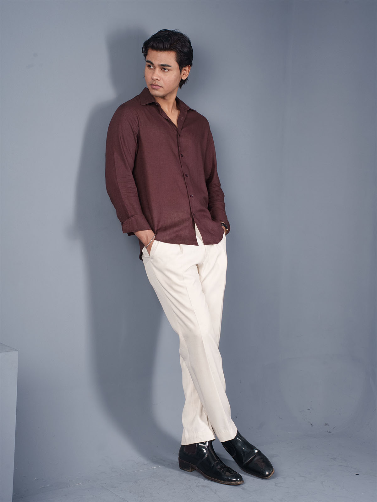 LUXURY Linen Burgundy Shirt