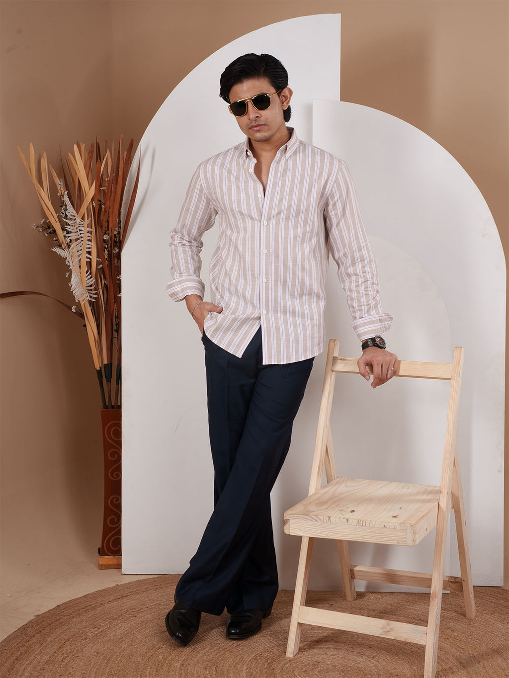 NIGHTFALL Beige Stripe Shirt