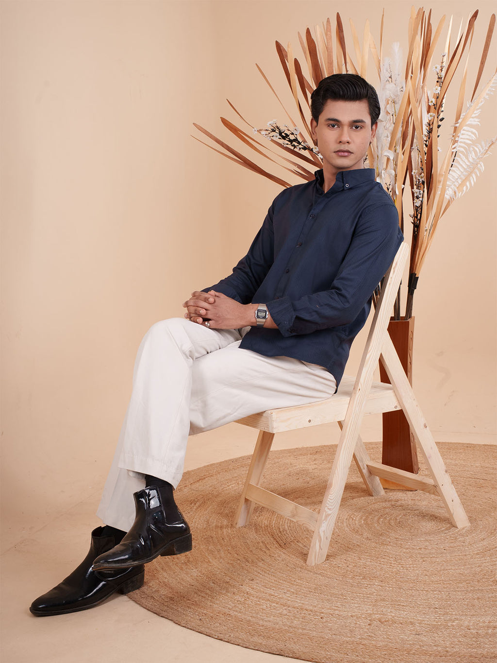 DRIZZLE Midnight Navy Textured Shirt