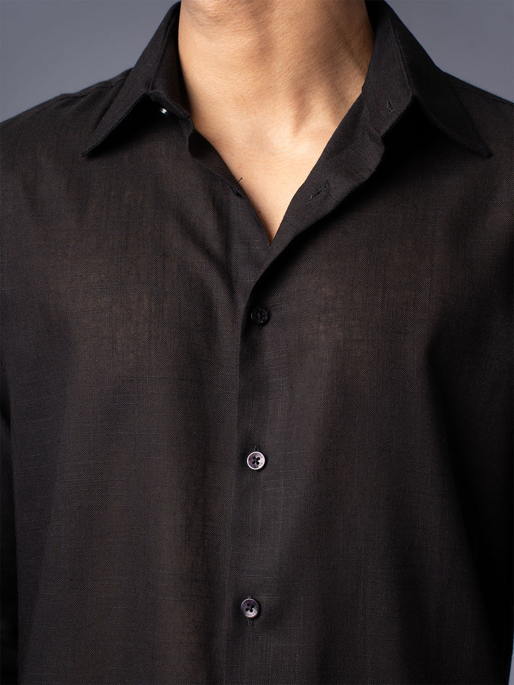 LUXURY Linen Black Shirt