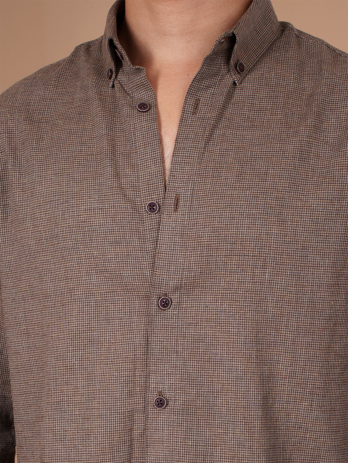SKYFALL Coffee Micro-Check Shirt