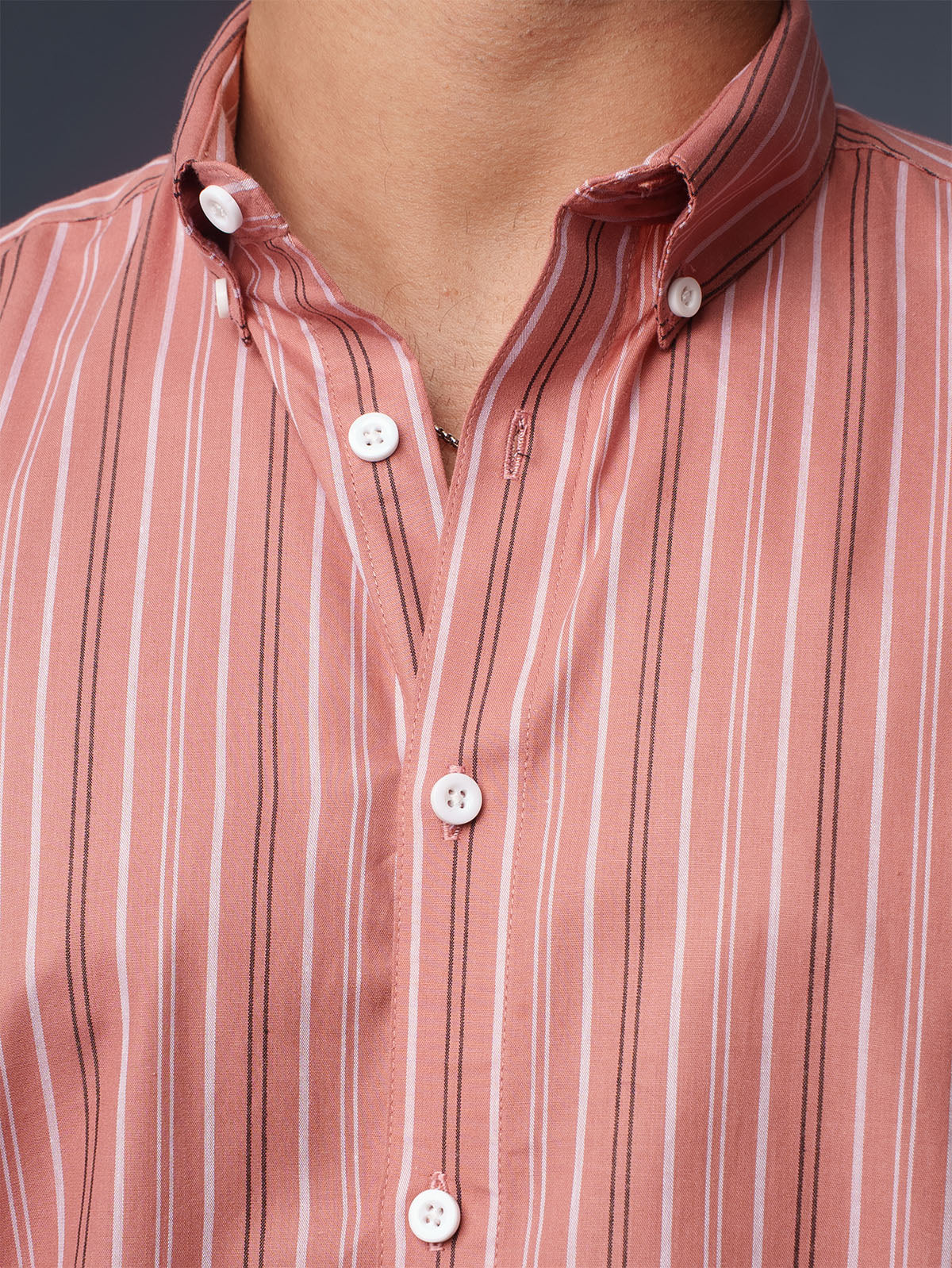 AUTUMN Terracotta & White Striped Shirt