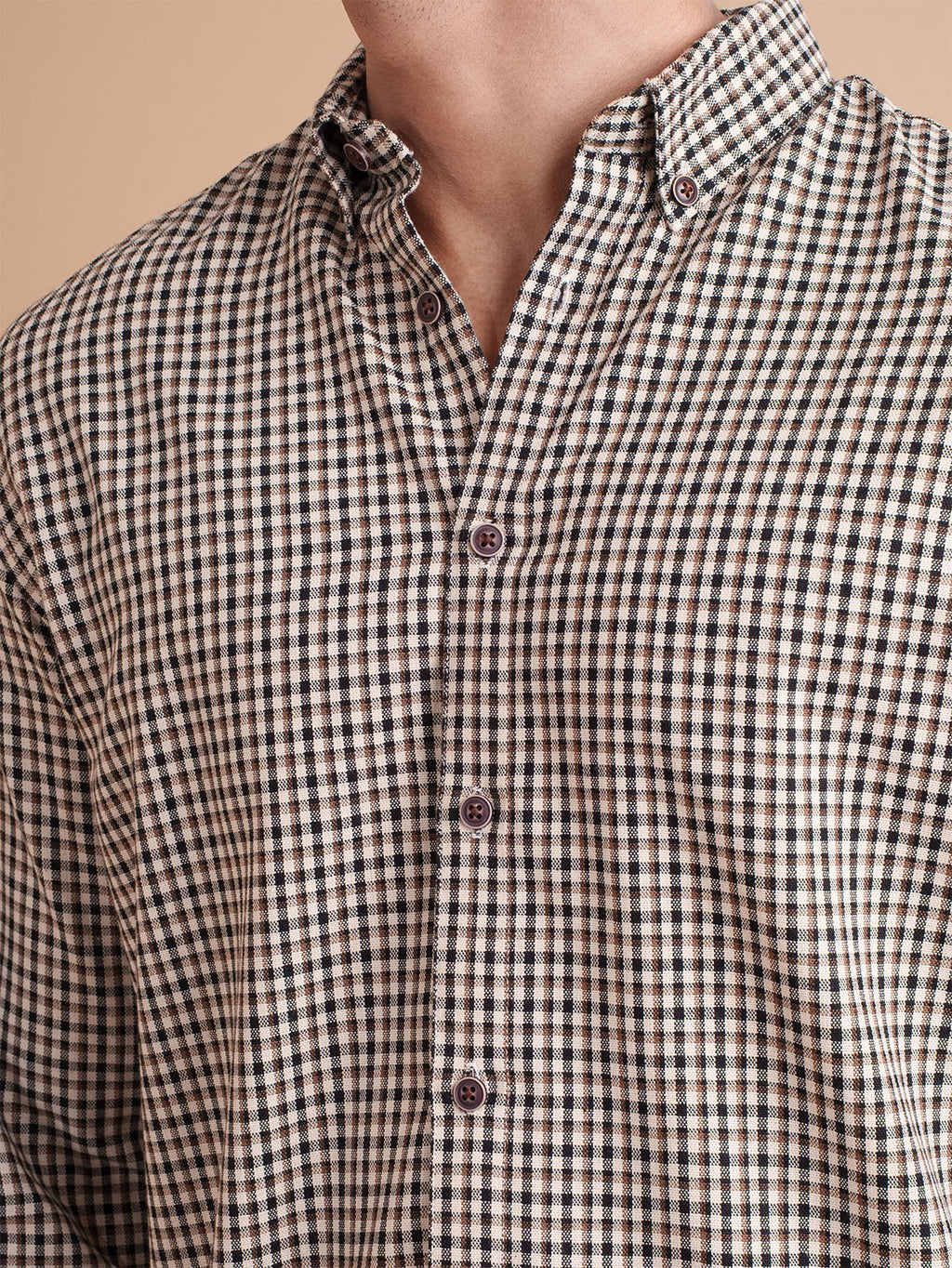 DRIZZLE Beige-Black Gingham Check Shirt