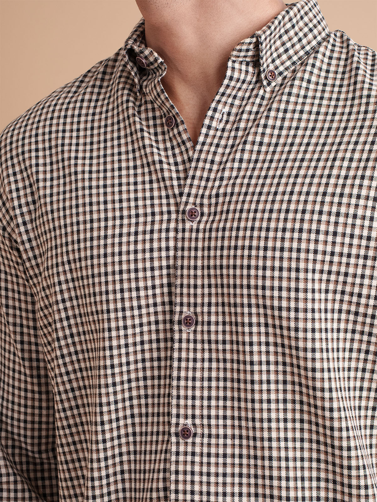 DRIZZLE Beige-Black Gingham Check Shirt