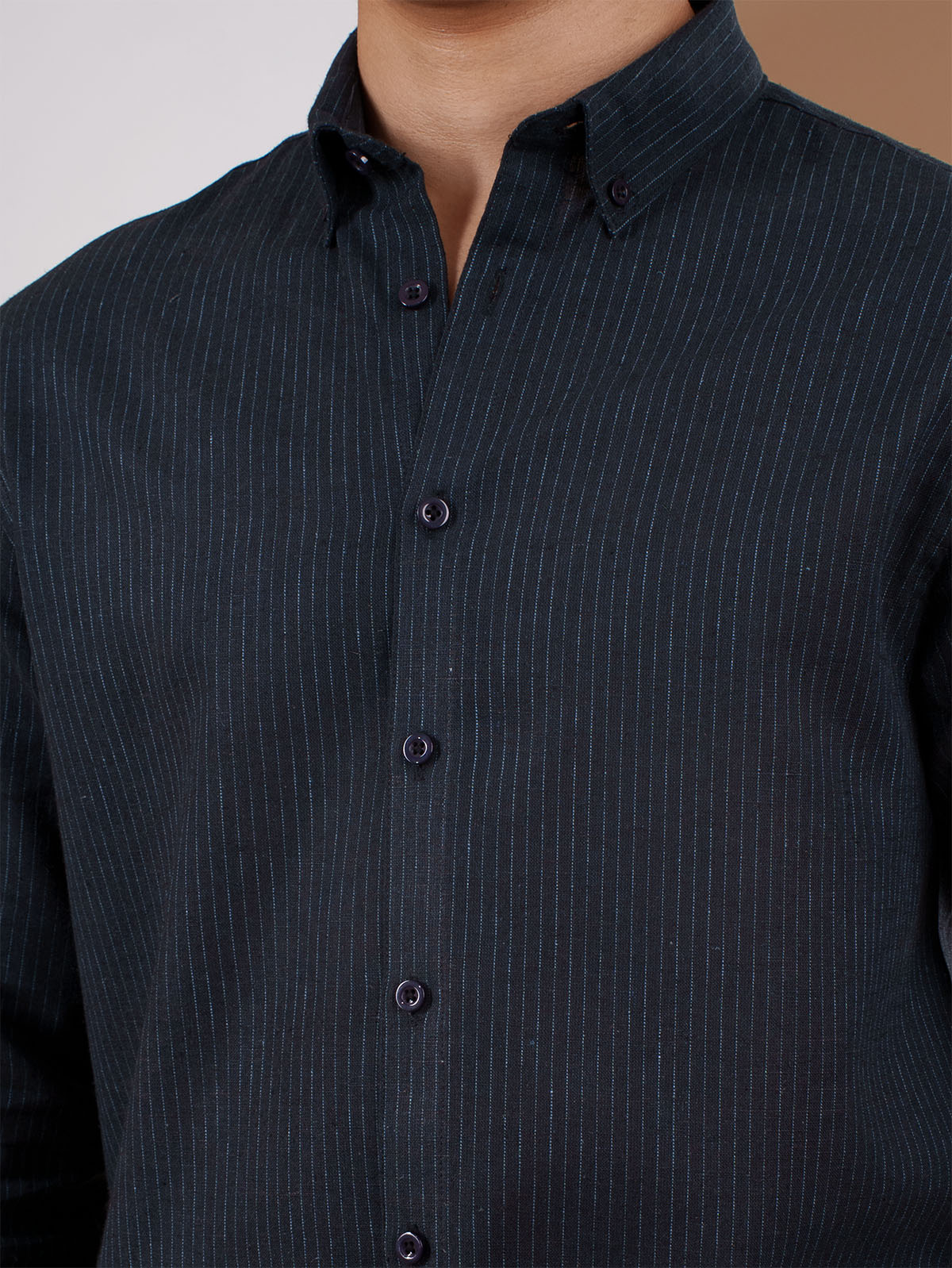 NIGHTFALL Deep Dark Navy Pinstripe Shirt