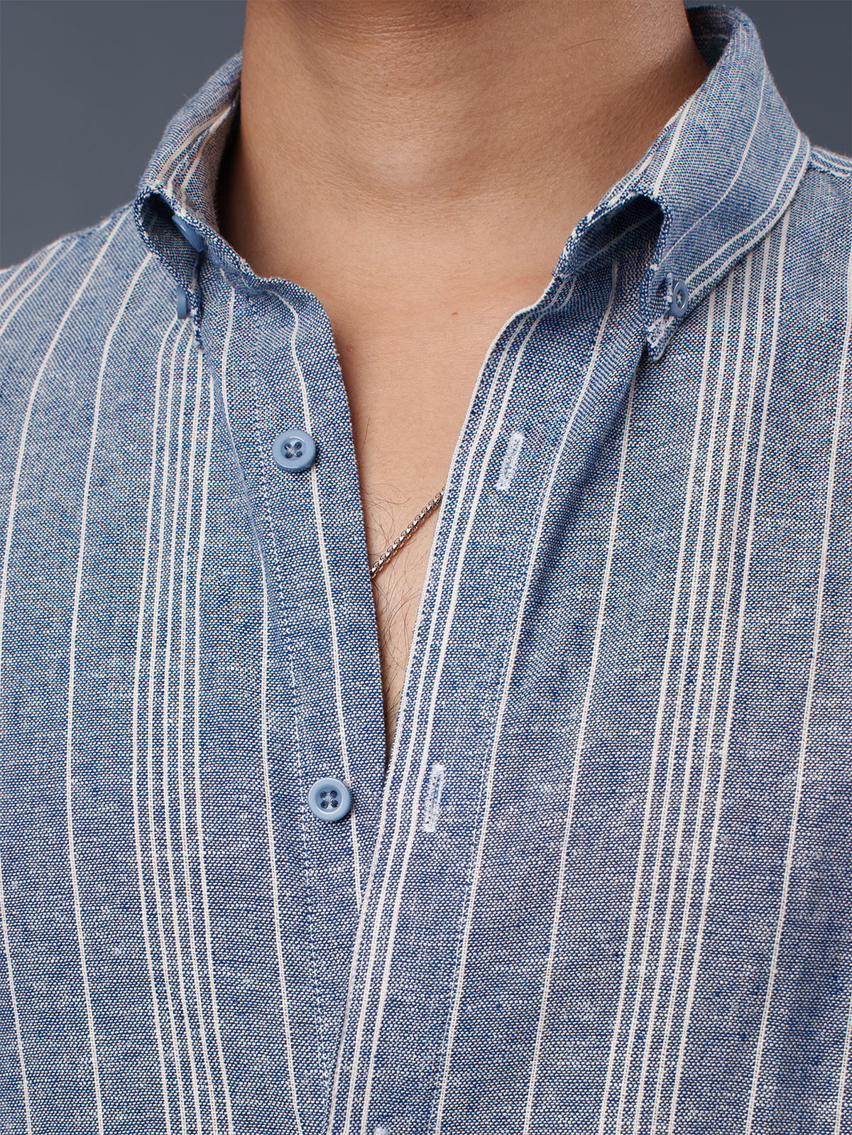 TRANSITION Muted Blue & White Striped Shirt