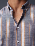 AUTUMN Grey & Ochre Striped Shirt