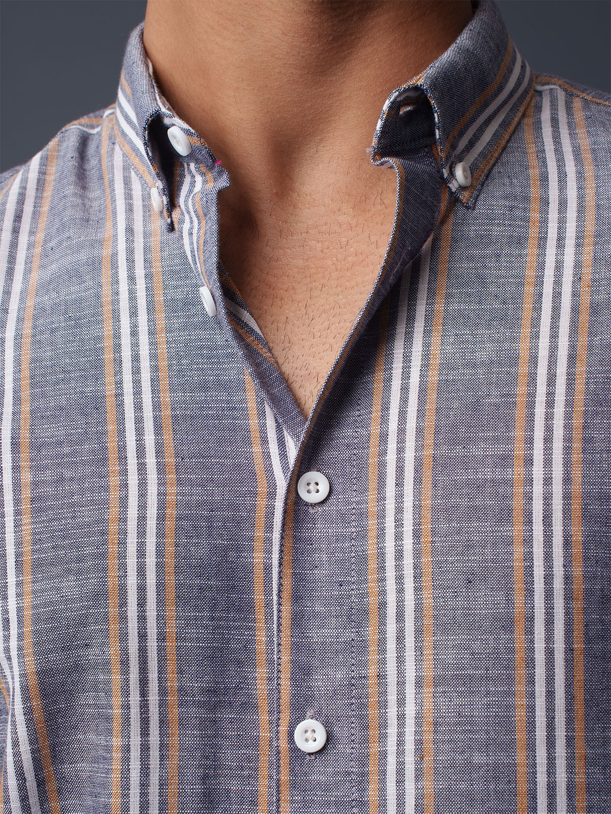 AUTUMN Grey & Ochre Striped Shirt