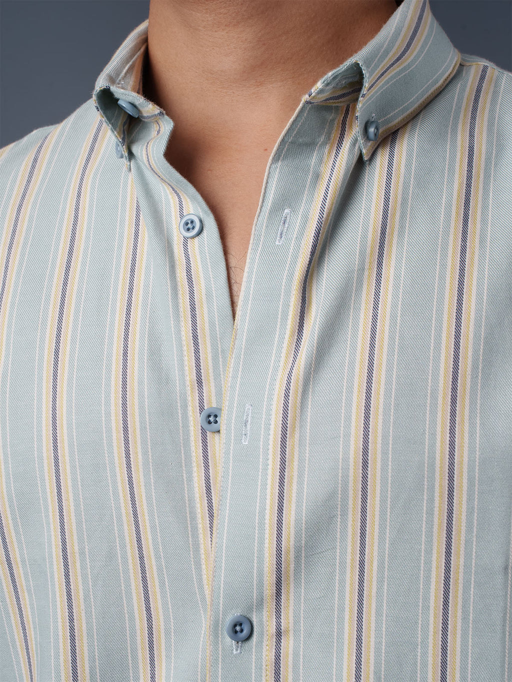 TRANSITION Light Mint & Gold Striped Shirt