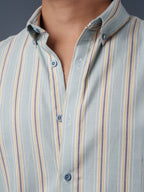 TRANSITION Light Mint & Gold Striped Shirt