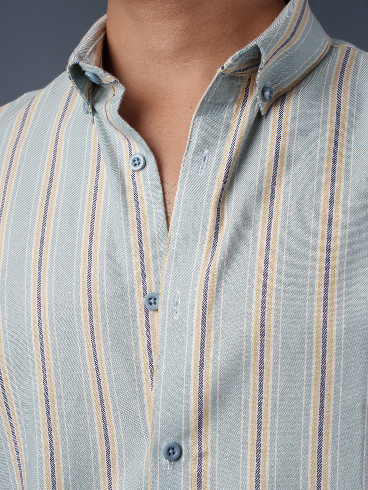 TRANSITION Light Mint & Gold Striped Shirt