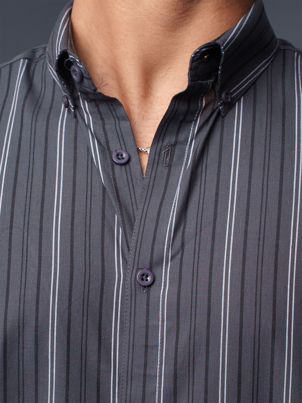 AUTUMN Charcoal & White Striped Shirt