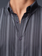 AUTUMN Charcoal & White Striped Shirt
