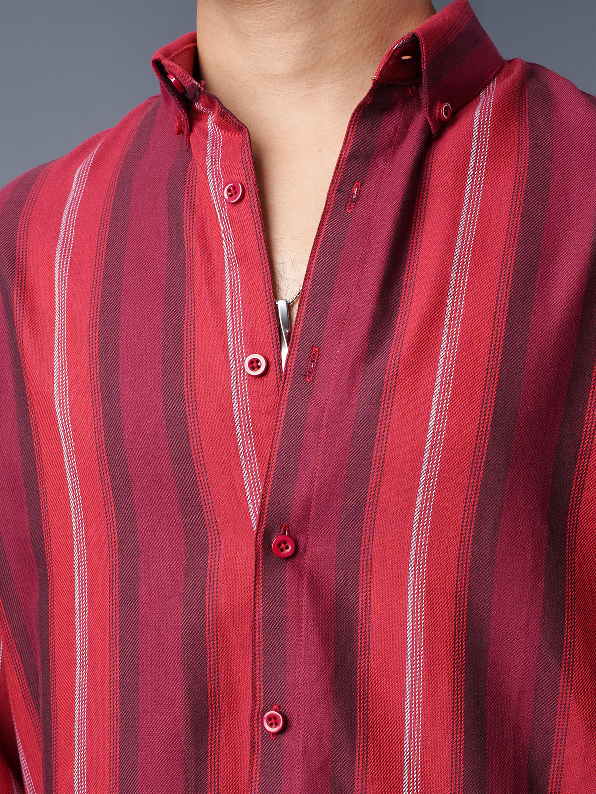 TRANSITION Burgundy & Red Multi-Striped Shirt