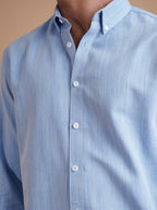 DRIZZLE Sky Blue Herringbone Shirt