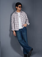 BOXY Grey Plaid Flannel Shirt