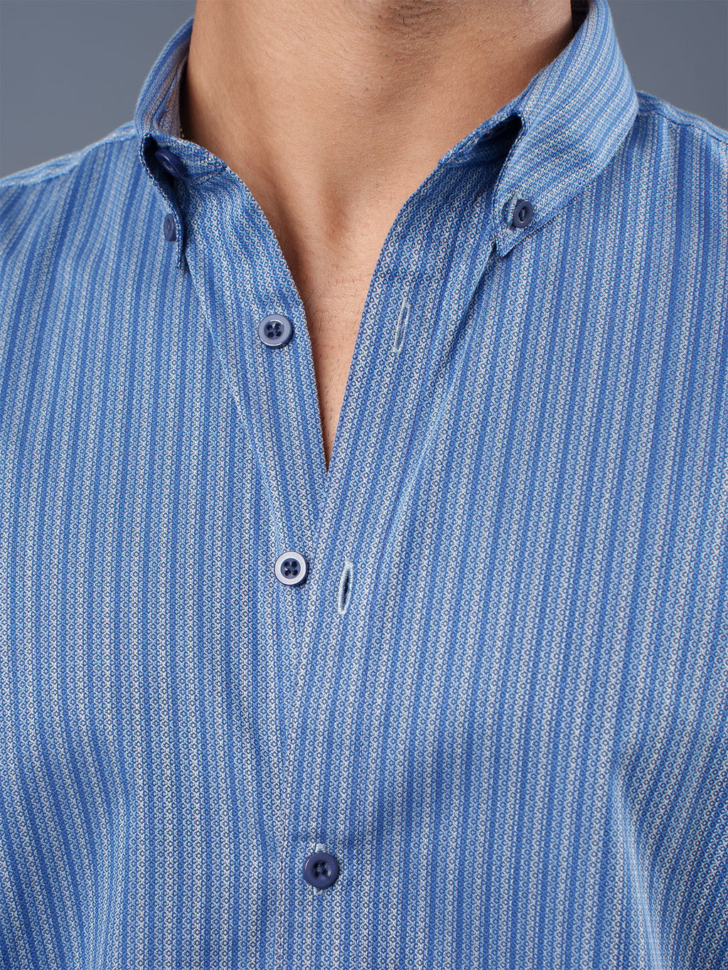 TRANSITION Blue Geometric Striped Shirt