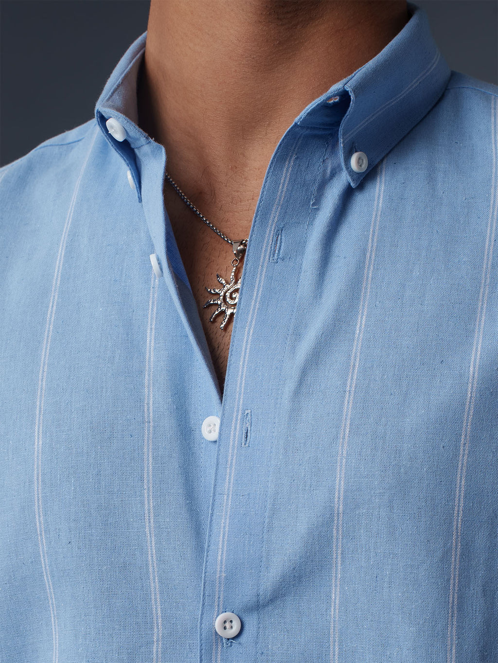 AUTUMN Sky Blue Pinstripe Shirt
