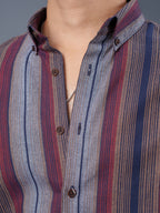 TRANSITION Maroon & Navy Multi-Striped Shirt
