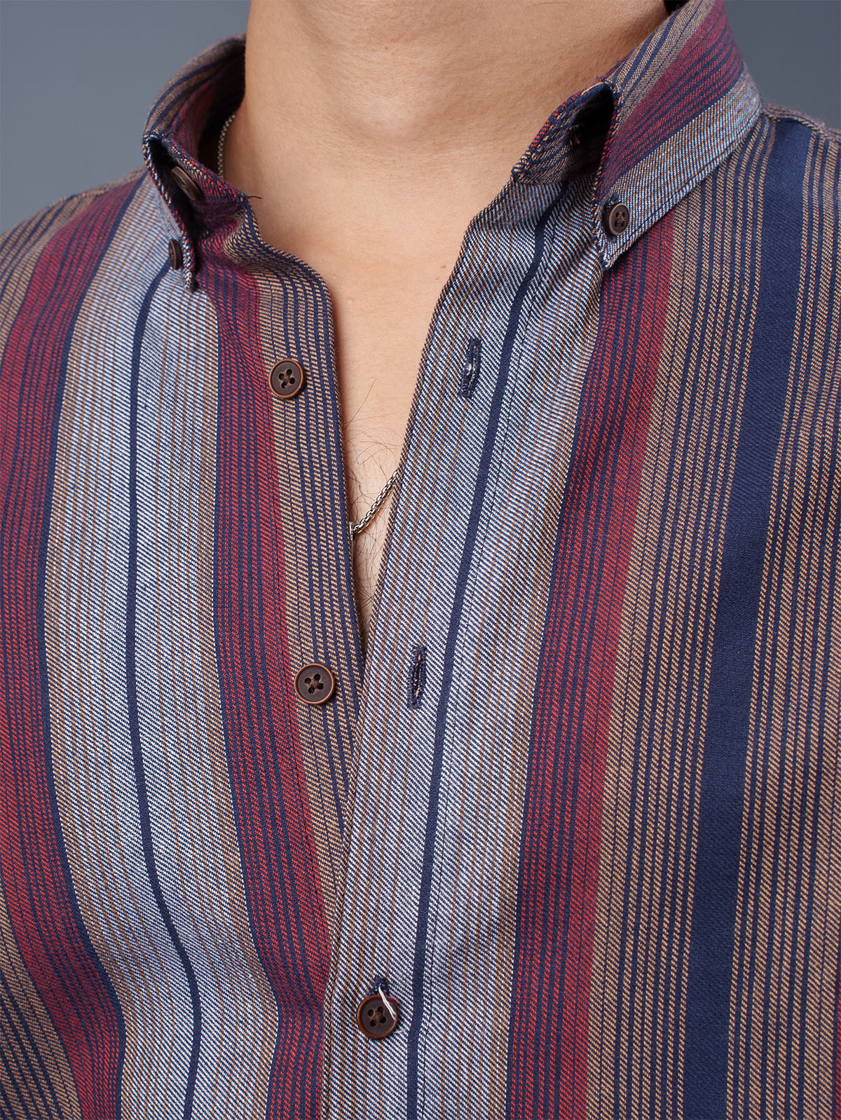 TRANSITION Maroon & Navy Multi-Striped Shirt