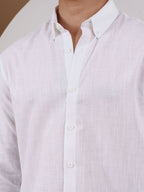NIGHTFALL Solid White Textured Shirt