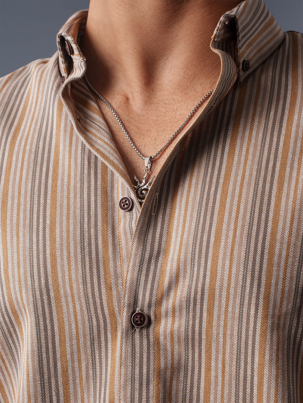 AUTUMN Mustard & Grey Striped Shirt