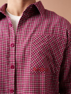 BOXY Maroon Plaid Flannel Shirt