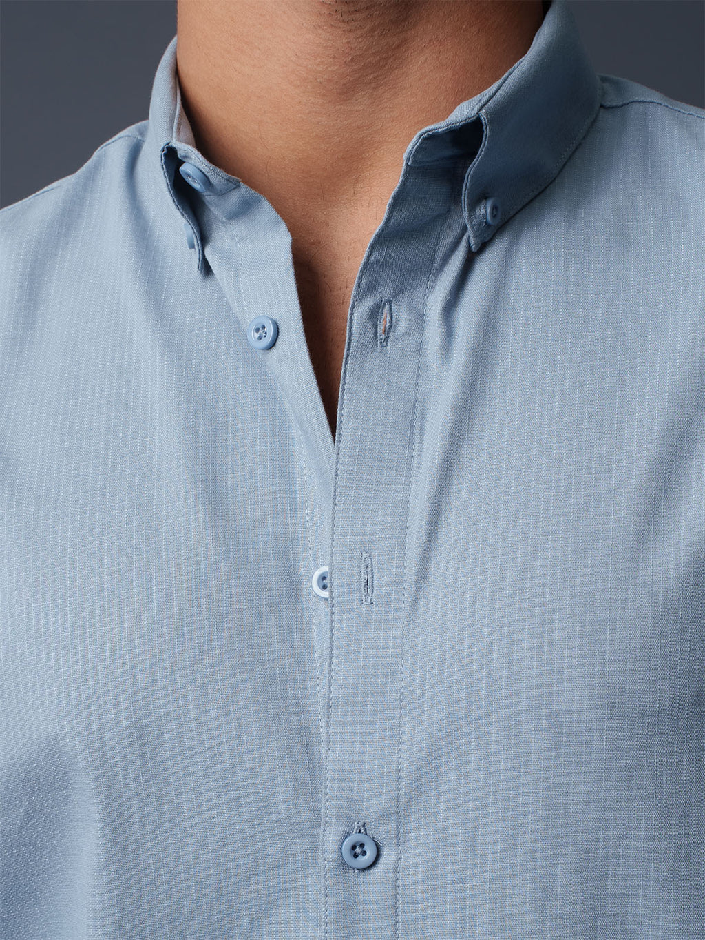 AUTUMN Slate Blue Micro Textured Shirt