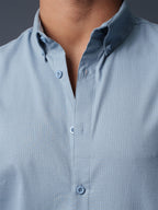 AUTUMN Slate Blue Micro Textured Shirt