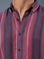 TRANSITION Crimson & Navy Multi-Striped Shirt