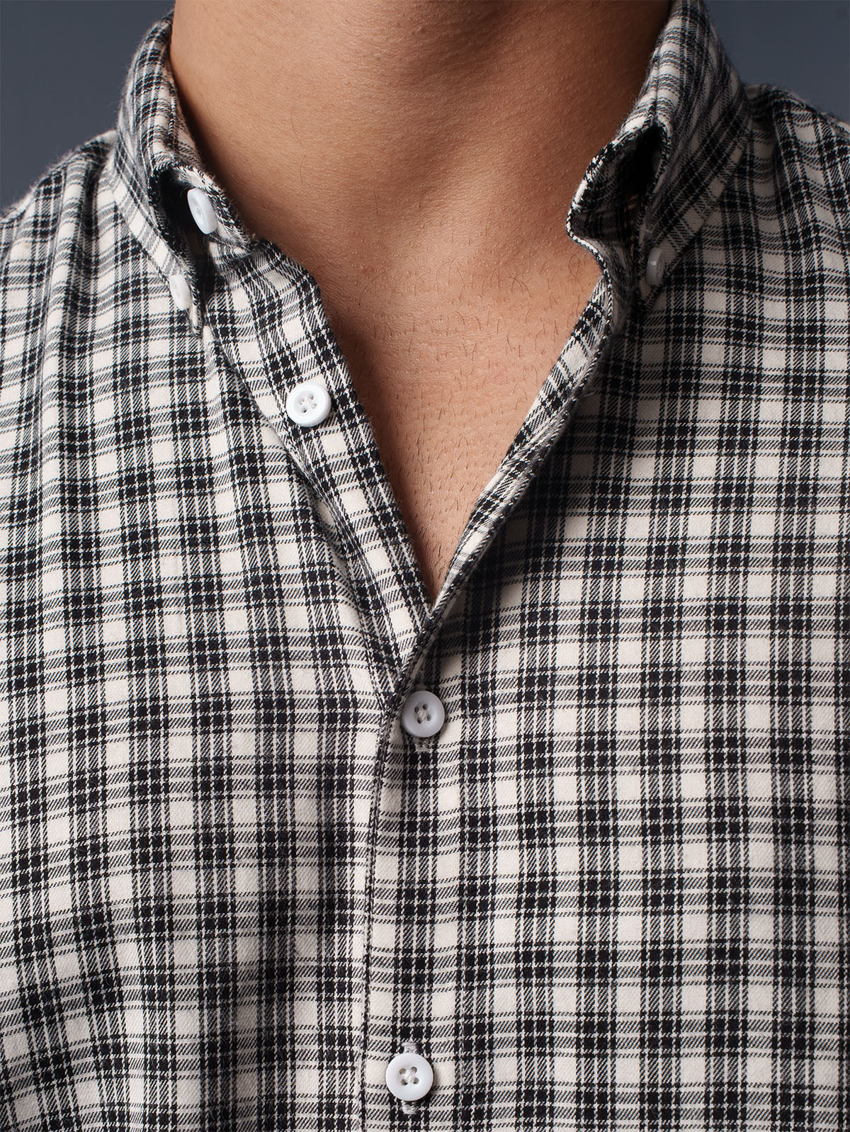AUTUMN Black & Off-White Plaid Check Shirt