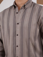 NIGHTFALL Brown & Coffee Striped Shirt