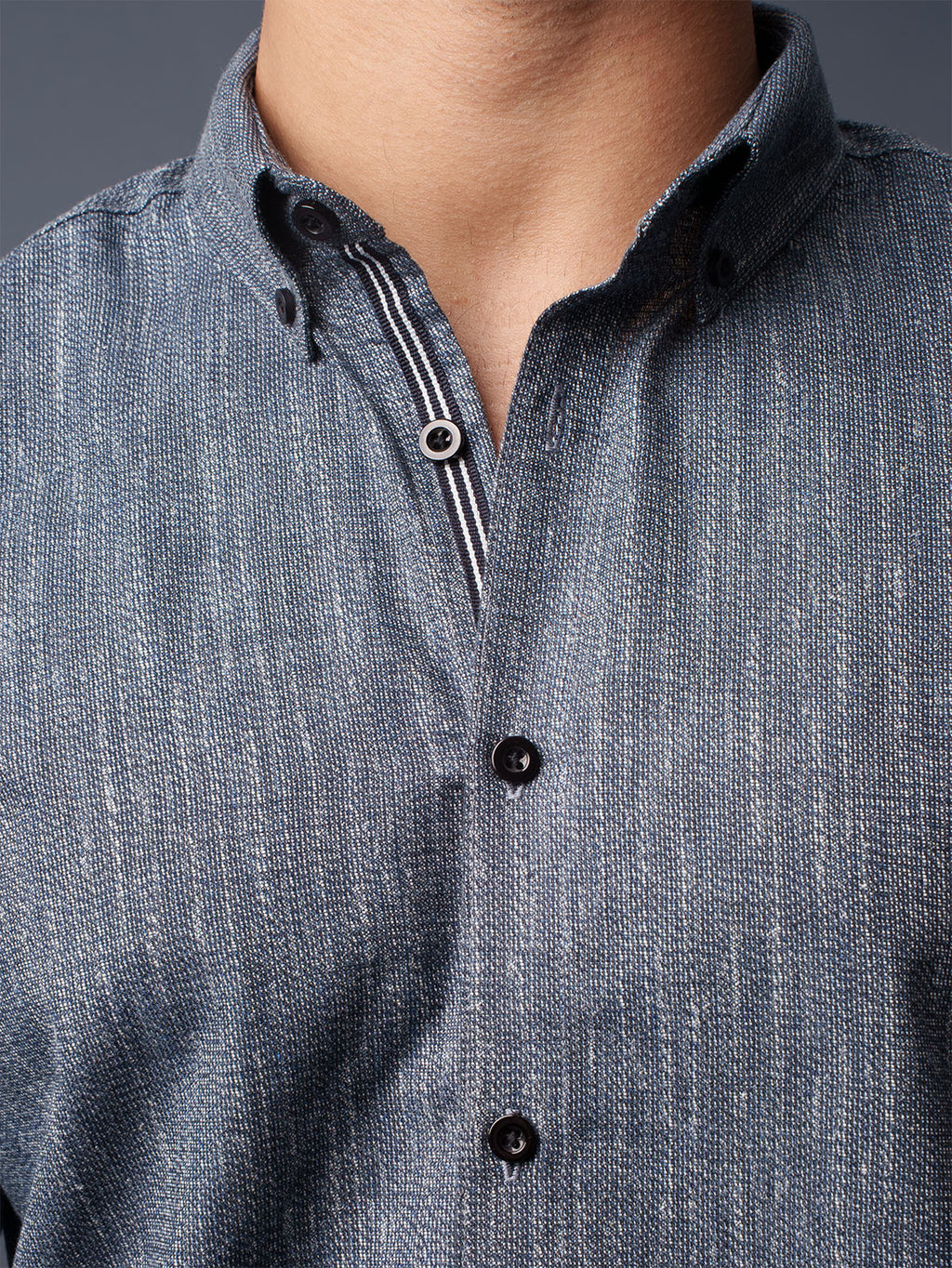 AUTUMN Navy Slub Textured Shirt
