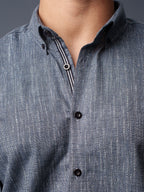 AUTUMN Navy Slub Textured Shirt