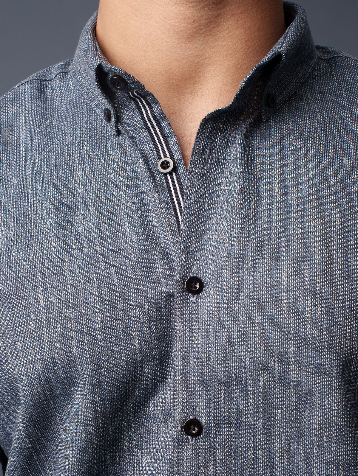AUTUMN Navy Slub Textured Shirt