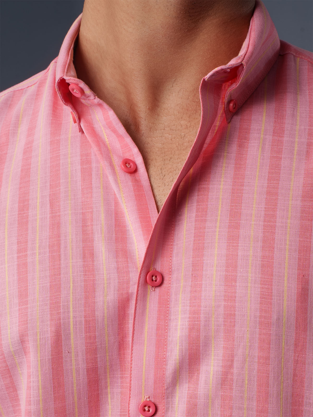AUTUMN Coral & Yellow Striped Shirt