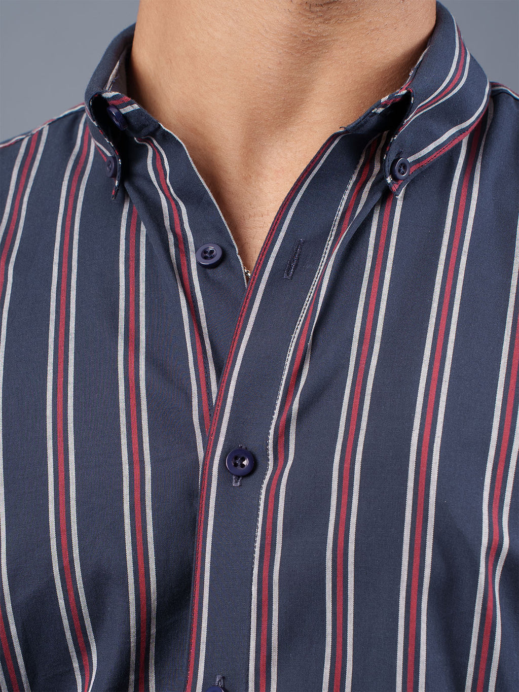 TRANSITION Navy & Red & Striped Shirt