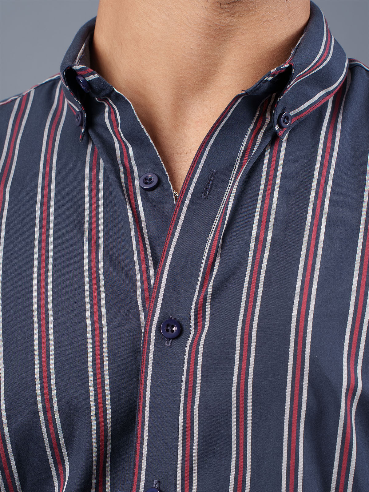 TRANSITION Navy & Red & Striped Shirt