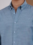 NIGHTFALL Slate Blue Micro-Stripe Shirt
