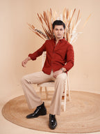 DRIZZLE Rustic Red Textured Shirt