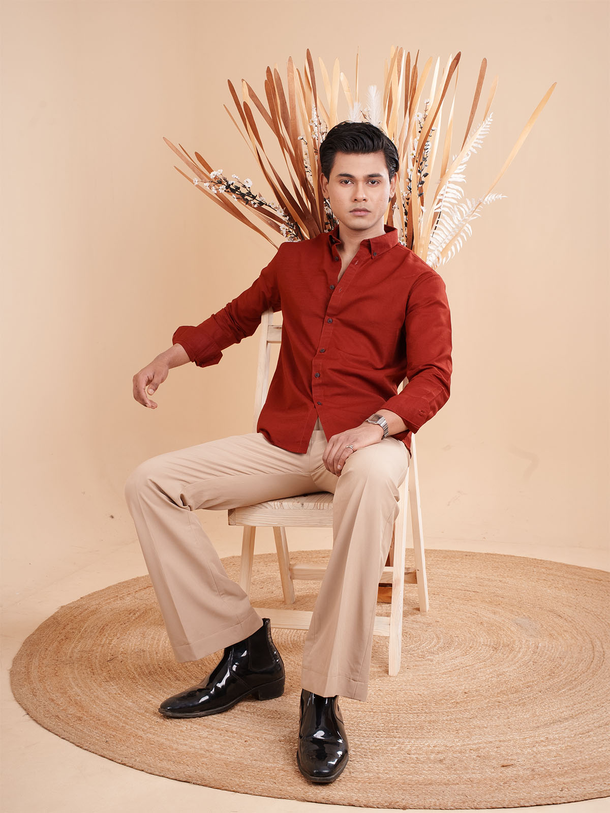 DRIZZLE Rustic Red Textured Shirt