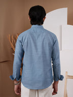 NIGHTFALL Slate Blue Micro-Stripe Shirt