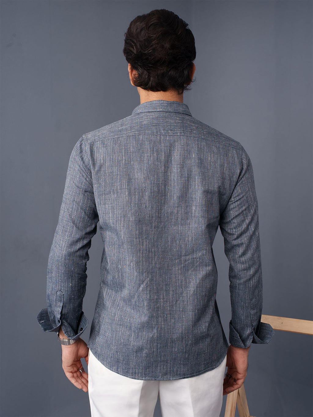 AUTUMN Navy Slub Textured Shirt