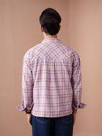 BOXY Lavender & Brown Plaid Flannel Shirt