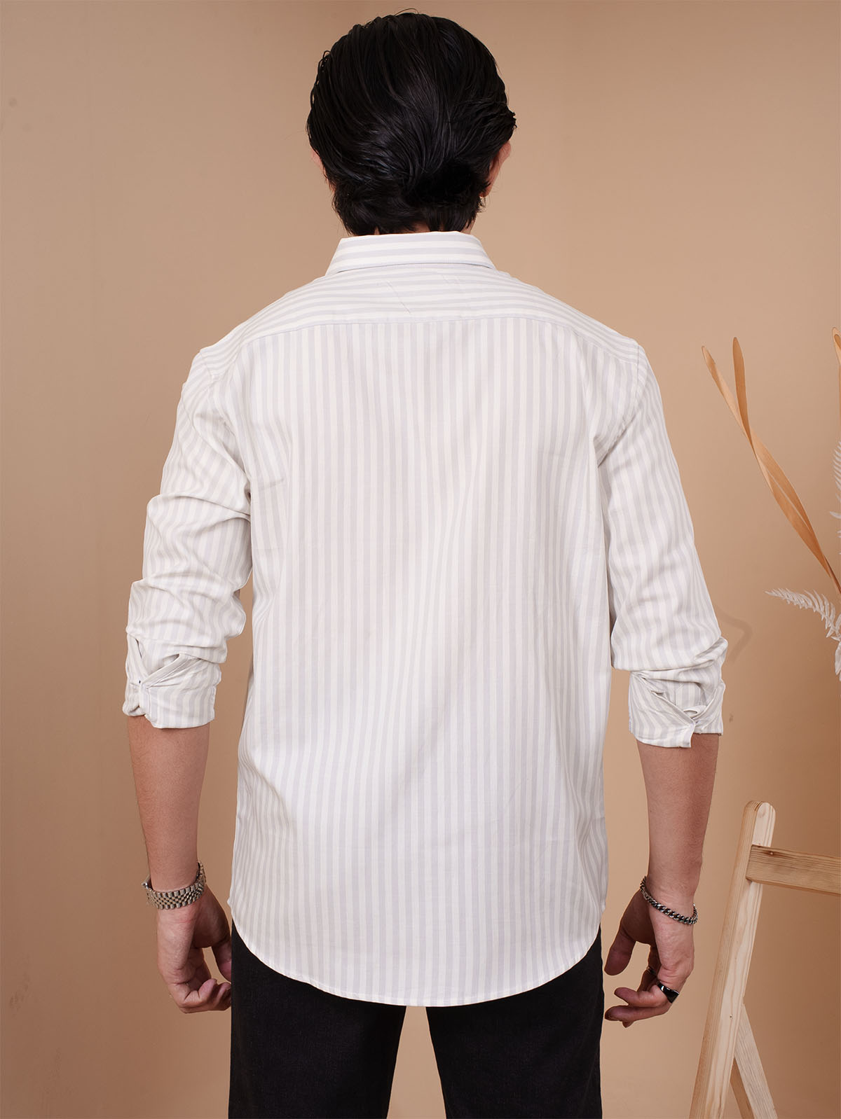 SKYFALL White Grey-Stripe Shirt