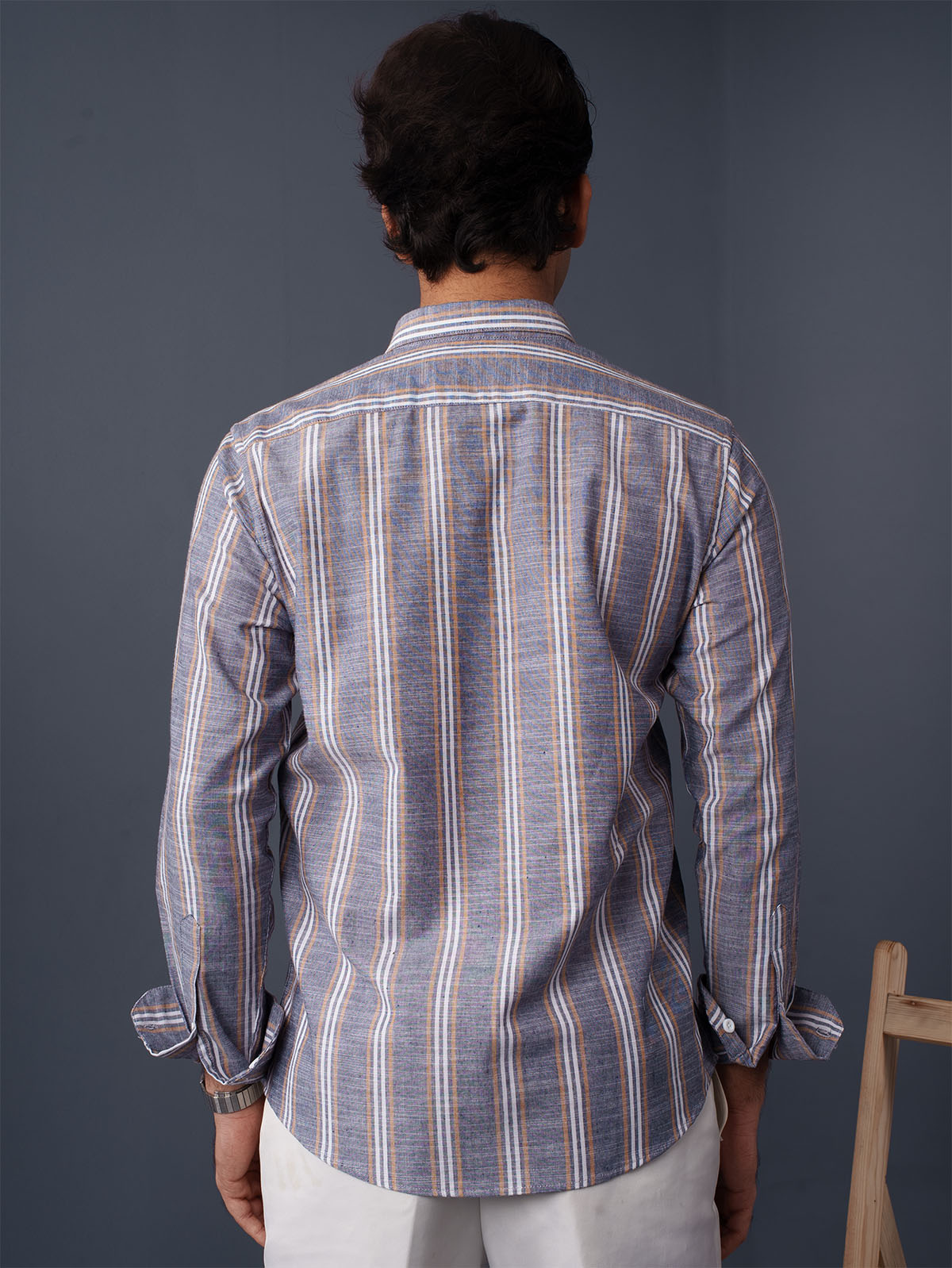 AUTUMN Grey & Ochre Striped Shirt